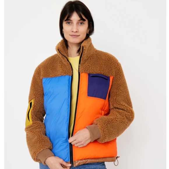 KULE “The Krispie” Colorblock Sherpa Chestnut Jacket - Picture 3 of 16